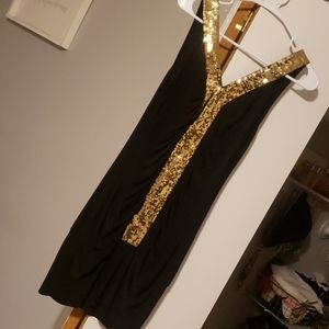 Womens Black and Gold Sequin dress like new